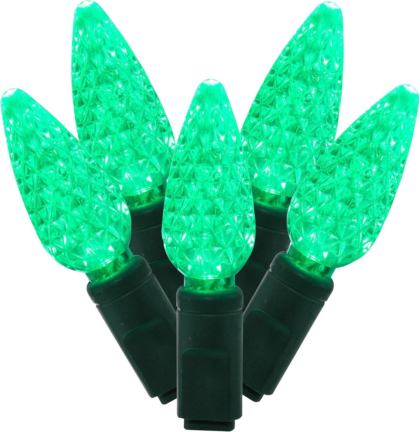 Vickerman 50 Green C6 LED Light on Green Wire, 25' Christmas Single Mold Light Strand