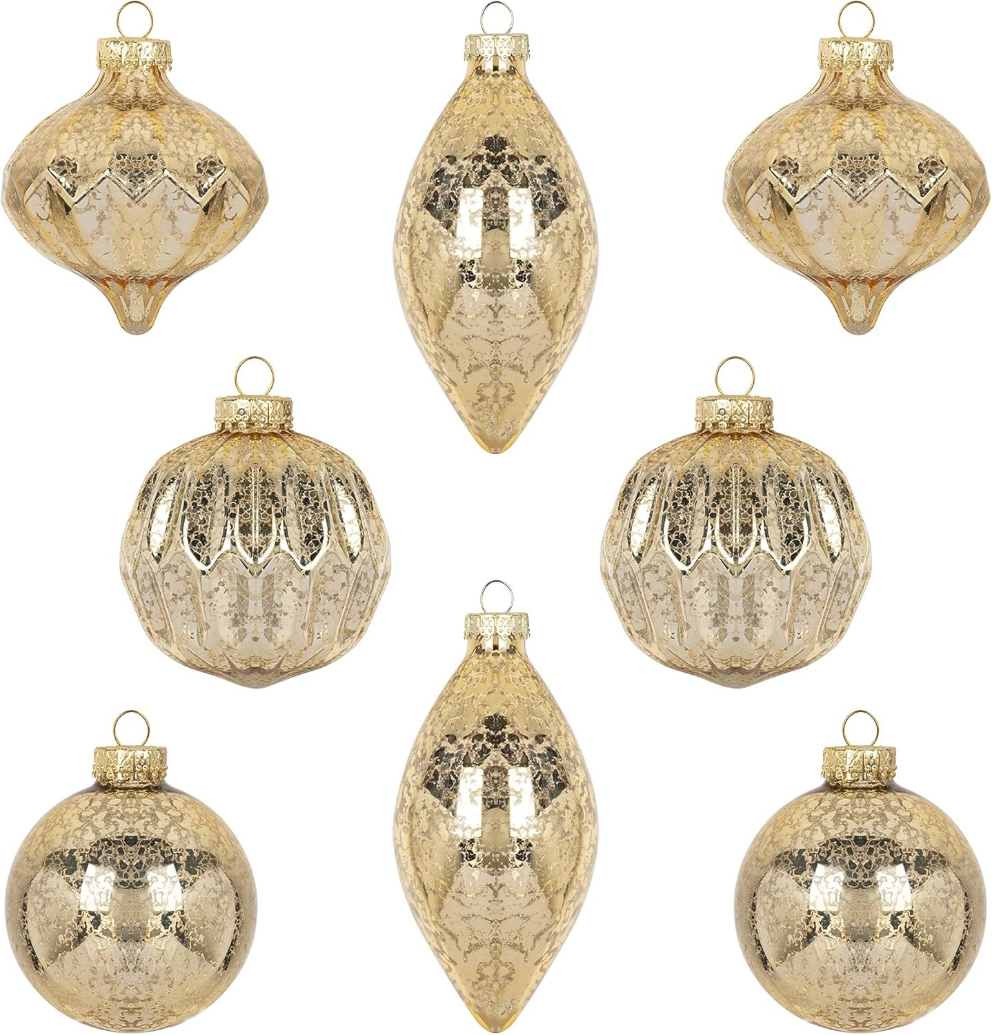 KI Store Mercury Glass Christmas Ornaments Set of 8 Pink Christmas Balls Finials for Christmas Tree Decoration Holiday Décor