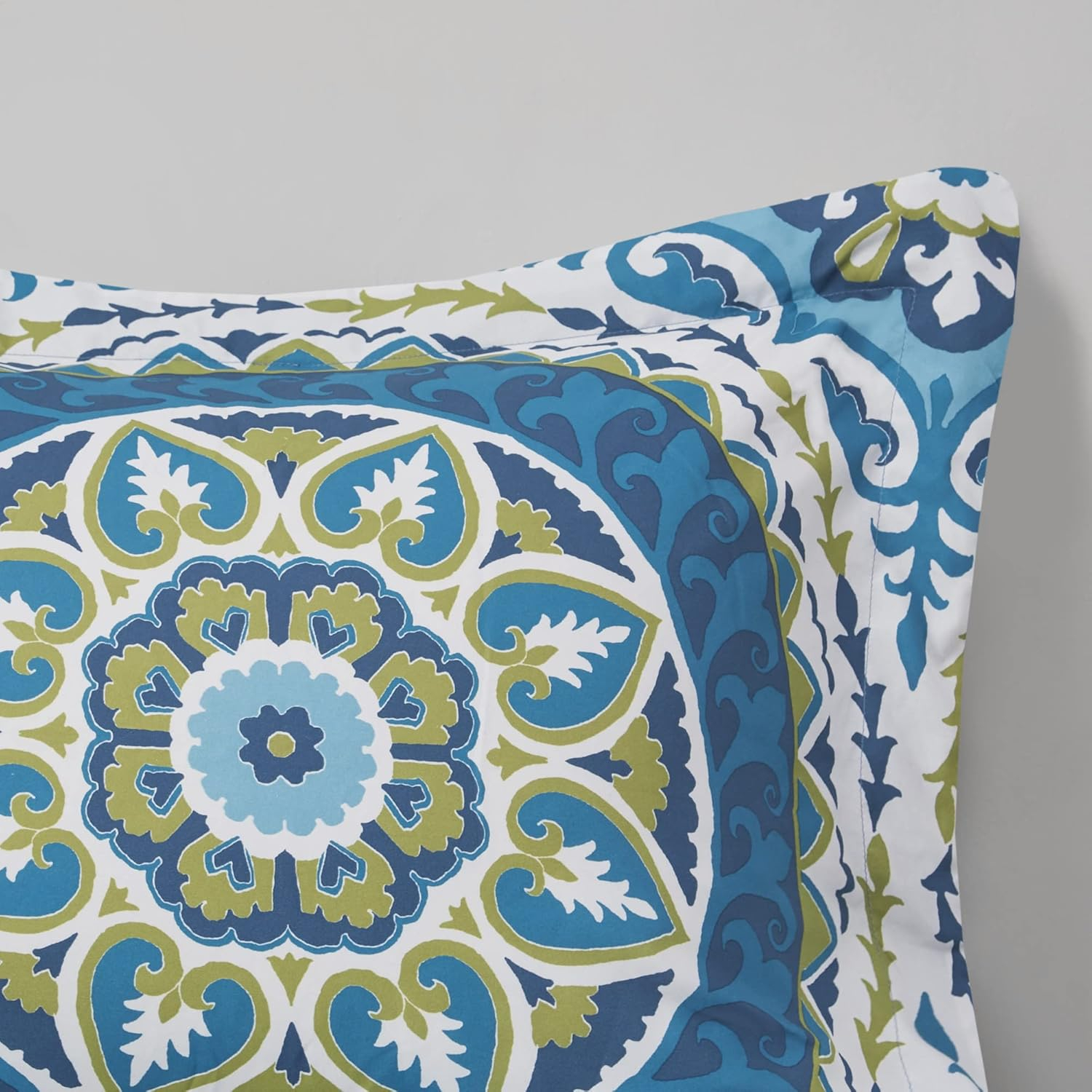 Serenity Bed in a Bag Comforter Set, Medallion Damask Design, All Season Bedding with Cotton Sheet Set, Bedskirt, Twin XL(68"x90") Blue 7 Piece