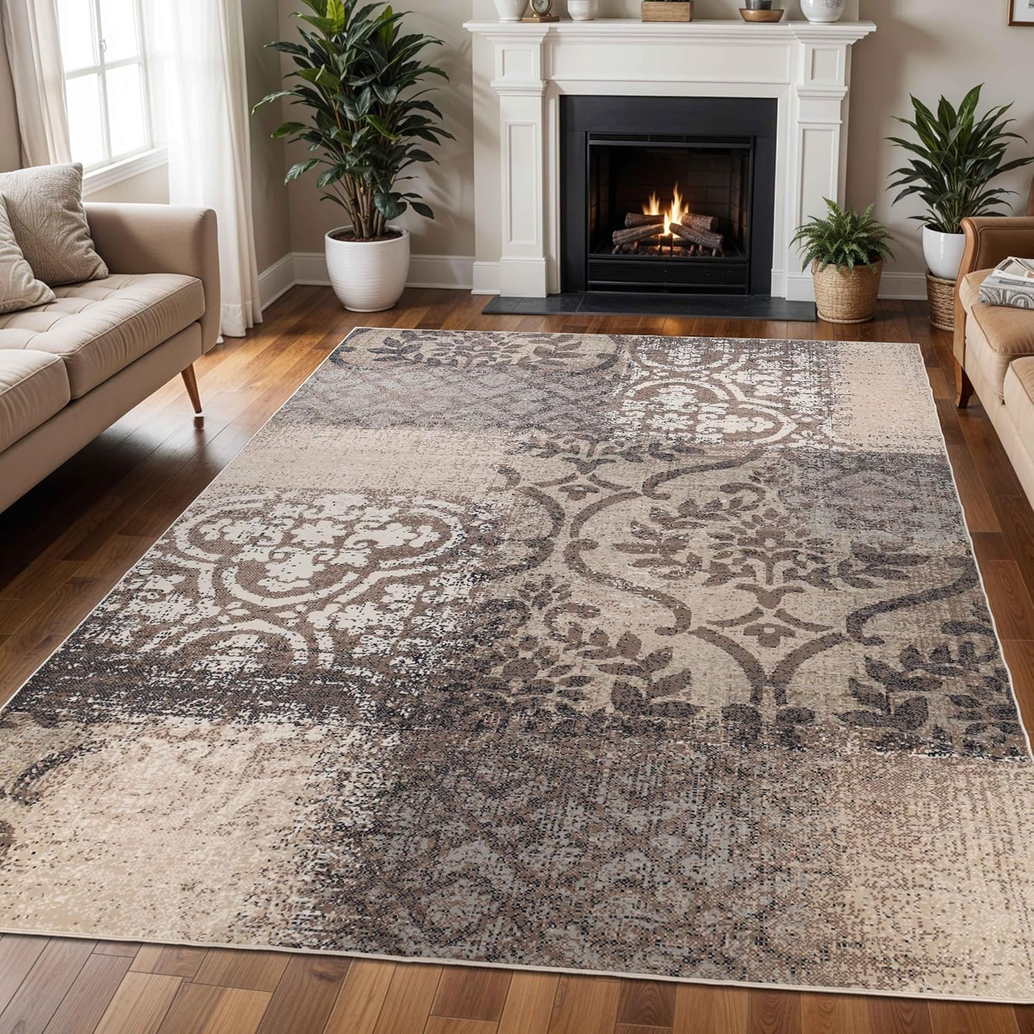 Superior Bristol Indoor Area Rug, 10' x 14', Beige-Brown