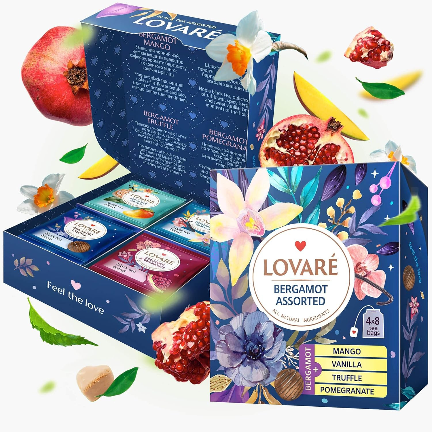 Lovare Bergamot Assorted Black Tea Gift Set with Pomegranate