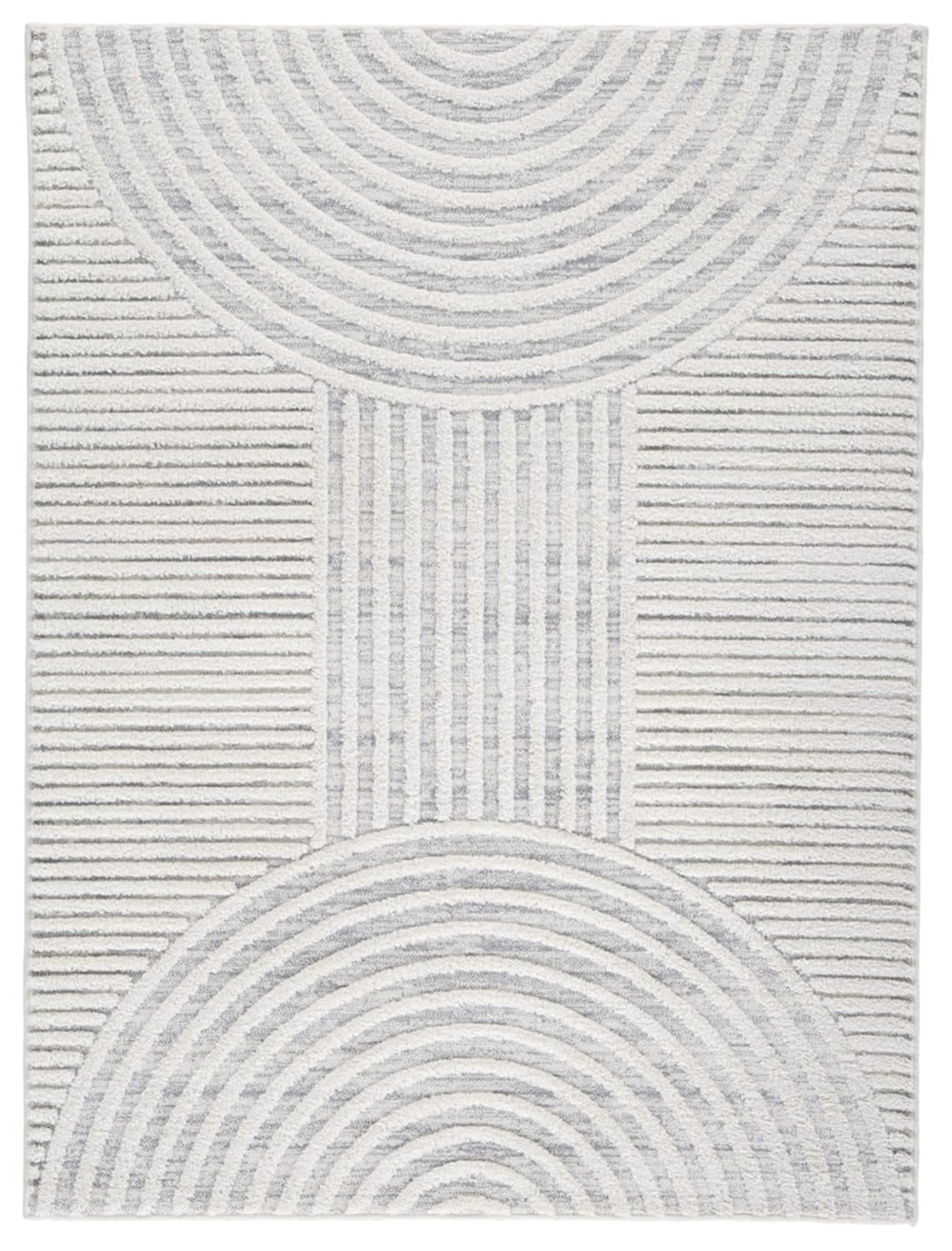 Signature Design by Ashley Lambworth Contemporary 7'10" x 10' Machine Woven High-Low Texture Designed Large Area Rug, High Pile, White & Gray