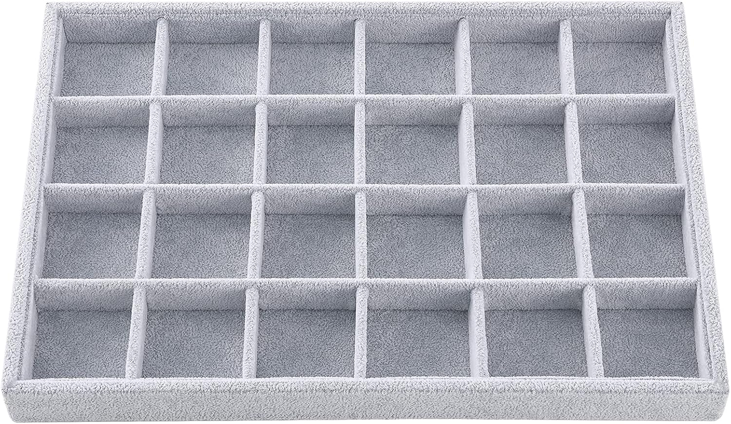 Coofanin Jewelry Box Jewelry Tray Stackable Display Drawer Showcase Organizer Storage Holder for Ring Earring Bracelet Gray Velvet 24 Grid (Grey )