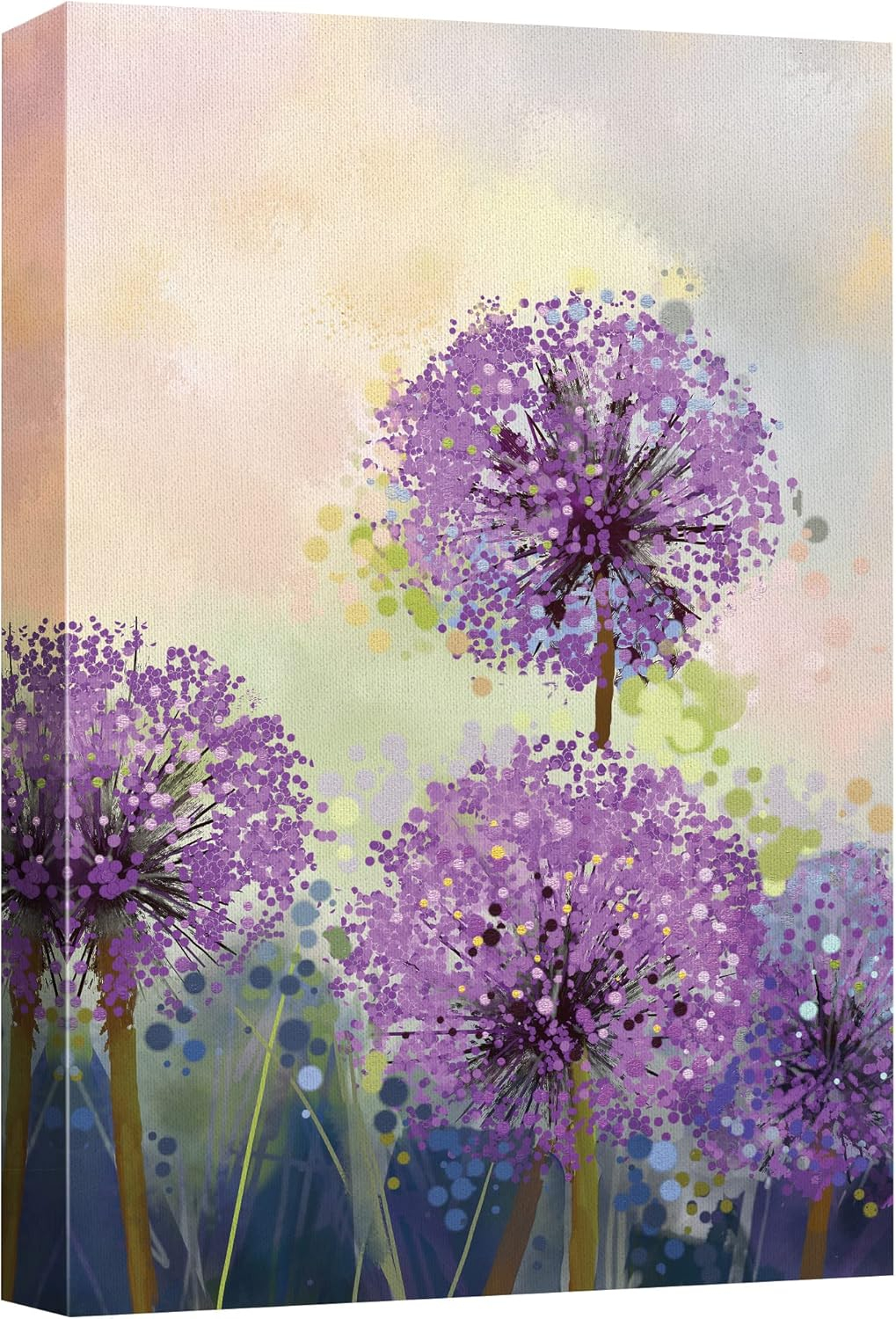 wall26 Canvas Wall Art - Watercolor Style Purple Flowers - Giclee Print Gallery Wrap Modern Home Art Ready to Hang - 16x24 inches