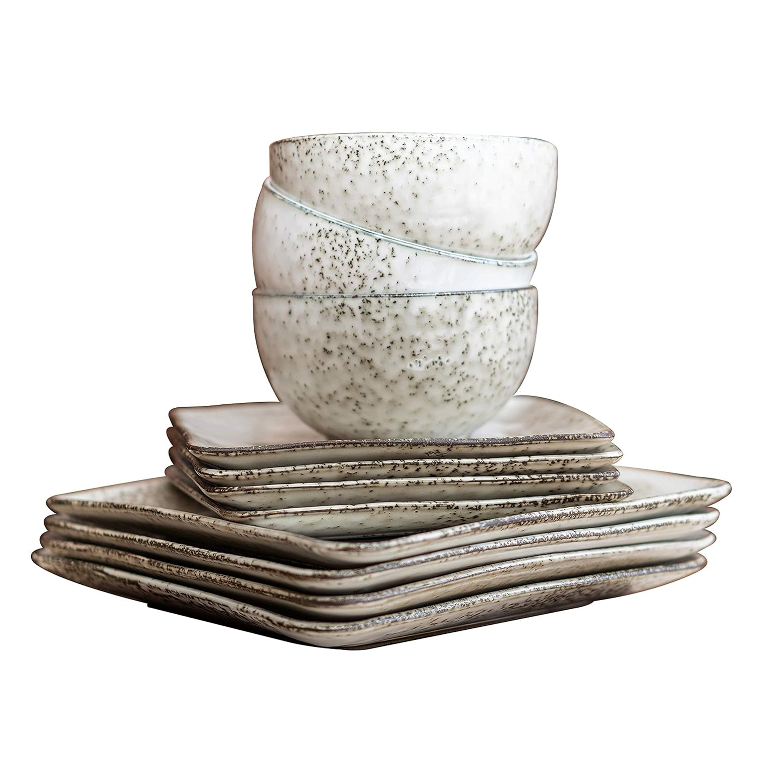 BIA Cordon Bleu 12pc Rustico Stoneware Dinnerware Set, Contains 12 Pieces, Cream (100568S1SIOC)