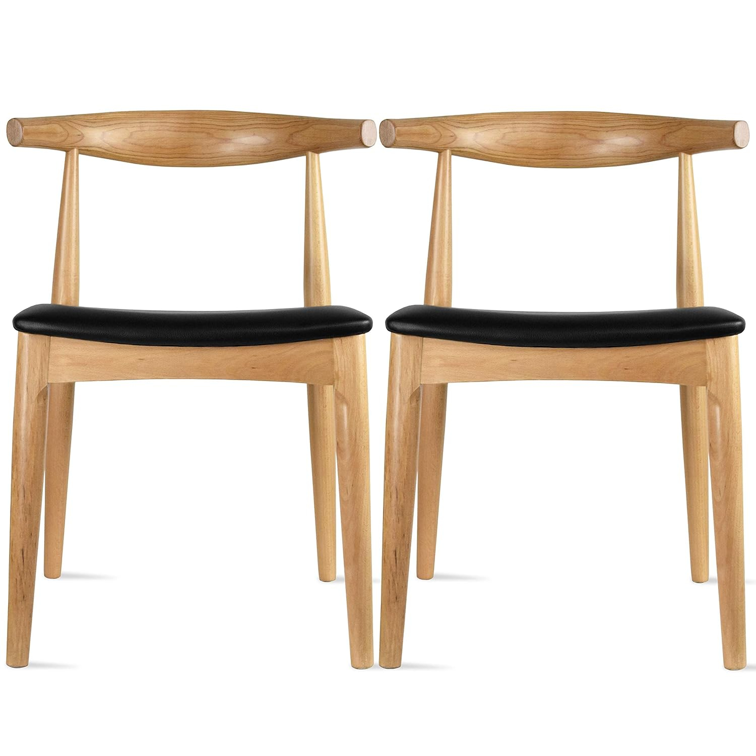 George Oliver Keniston Farmhouse Real Solid Wood Cushion Padded Open Wooden Dining Chair (Set of 2)