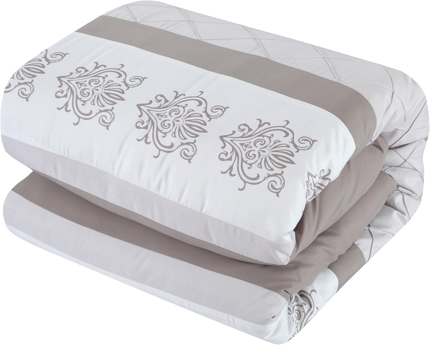 Chic Home 8/10 Piece Adam Pintuck Pieced Color Block Embroidery Bed In a Bag Comforter Set With sheet set