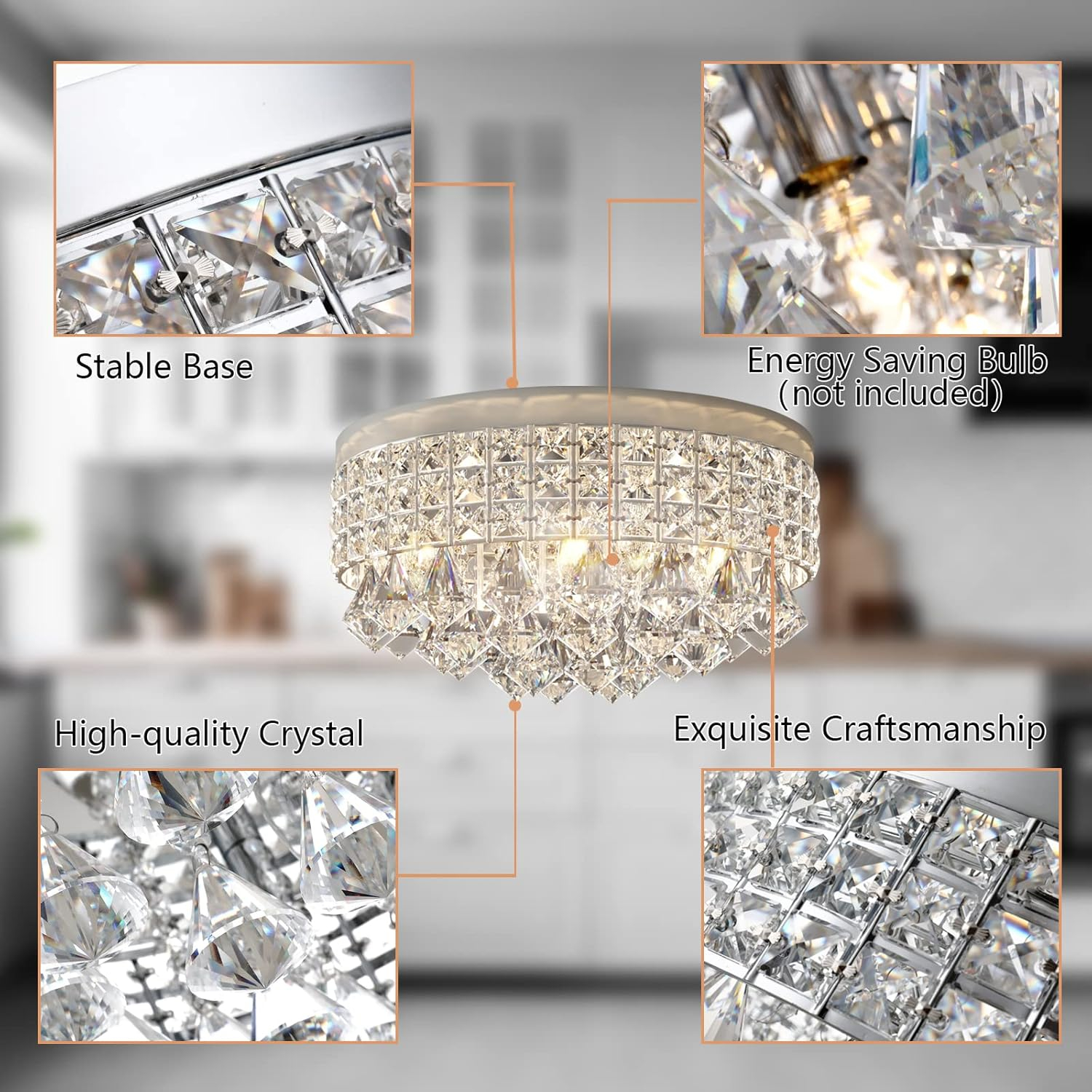 Chrome and Crystal Modern Drum Ceiling Chandelier