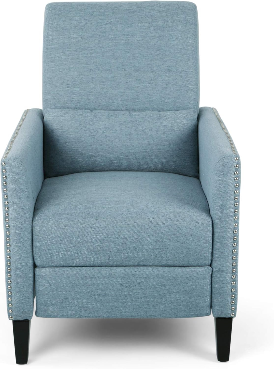 Christopher Knight Home Alexis Contemporary Fabric Push Back Recliner, Light Blue, Dark Brown