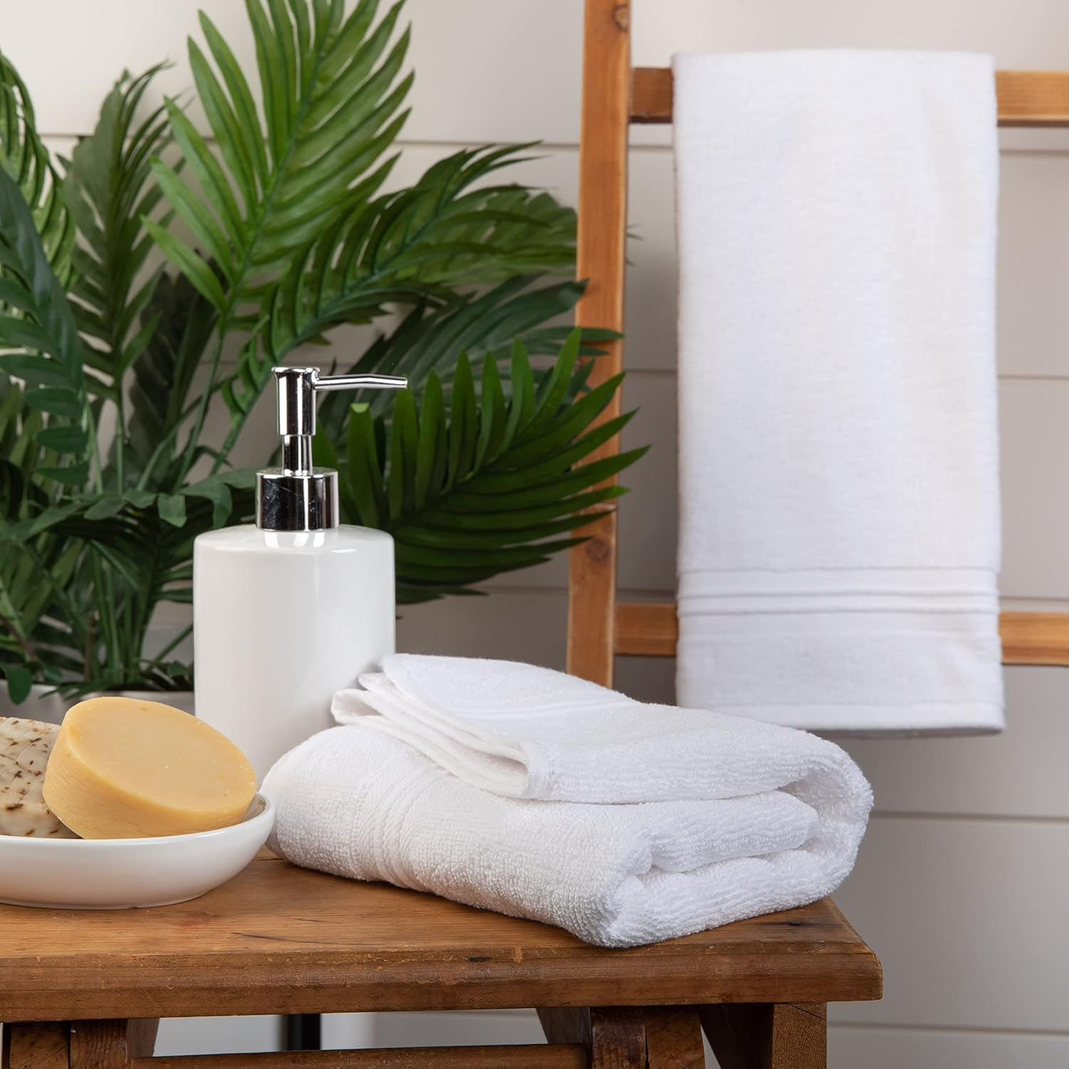 Sticky Toffee Terry Cotton Hand Towels Set for Bathroom, 2 pack, Soft and Absorbent, 500 GSM, 16 in x 28 in, White