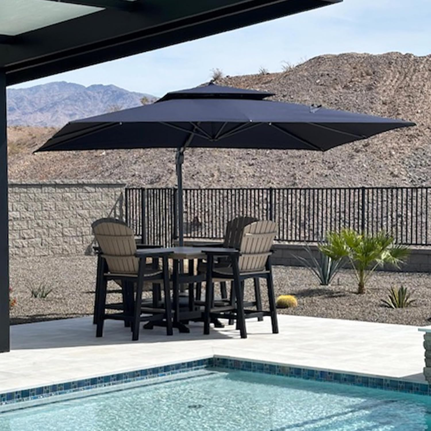 Navy Blue 12FT Cantilever Patio Umbrella with 360° Rotation and Tilt