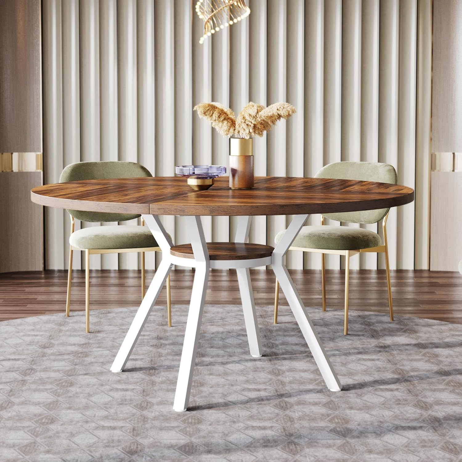 Tribesigns 47 Inch Round Dining Table, Modern Kitchen Table for 4, Small Dinner Table for Dining Room, Living Room, White (Only Table)