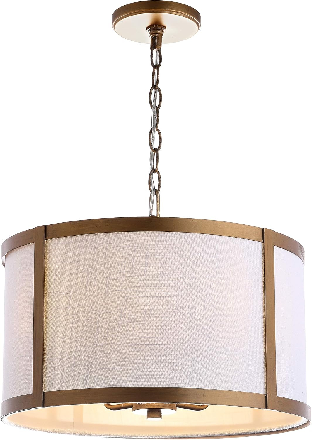 Thatcher 17" Metal LED Pendant Light, Gold/White