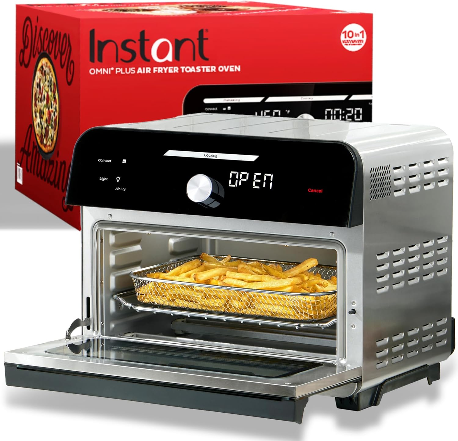 Instant Pot Omni Plus 18L Air Fryer Toaster Oven 10-in-1 Combo, Rotisserie Oven, Deep Fryer, Oil-less Mini Cooker, Convection Oven, Dehydrator, Roaster, Warmer, Reheater, Pizza Oven
