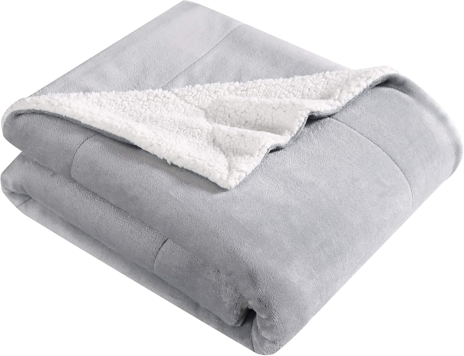Twin Gray Fleece Sherpa Reversible Blanket