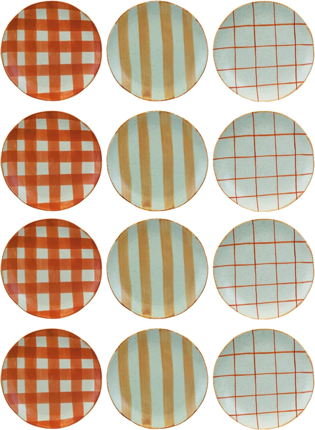 Hand-Painted Multicolor Ceramic Dessert Plates, 8-Inch Set