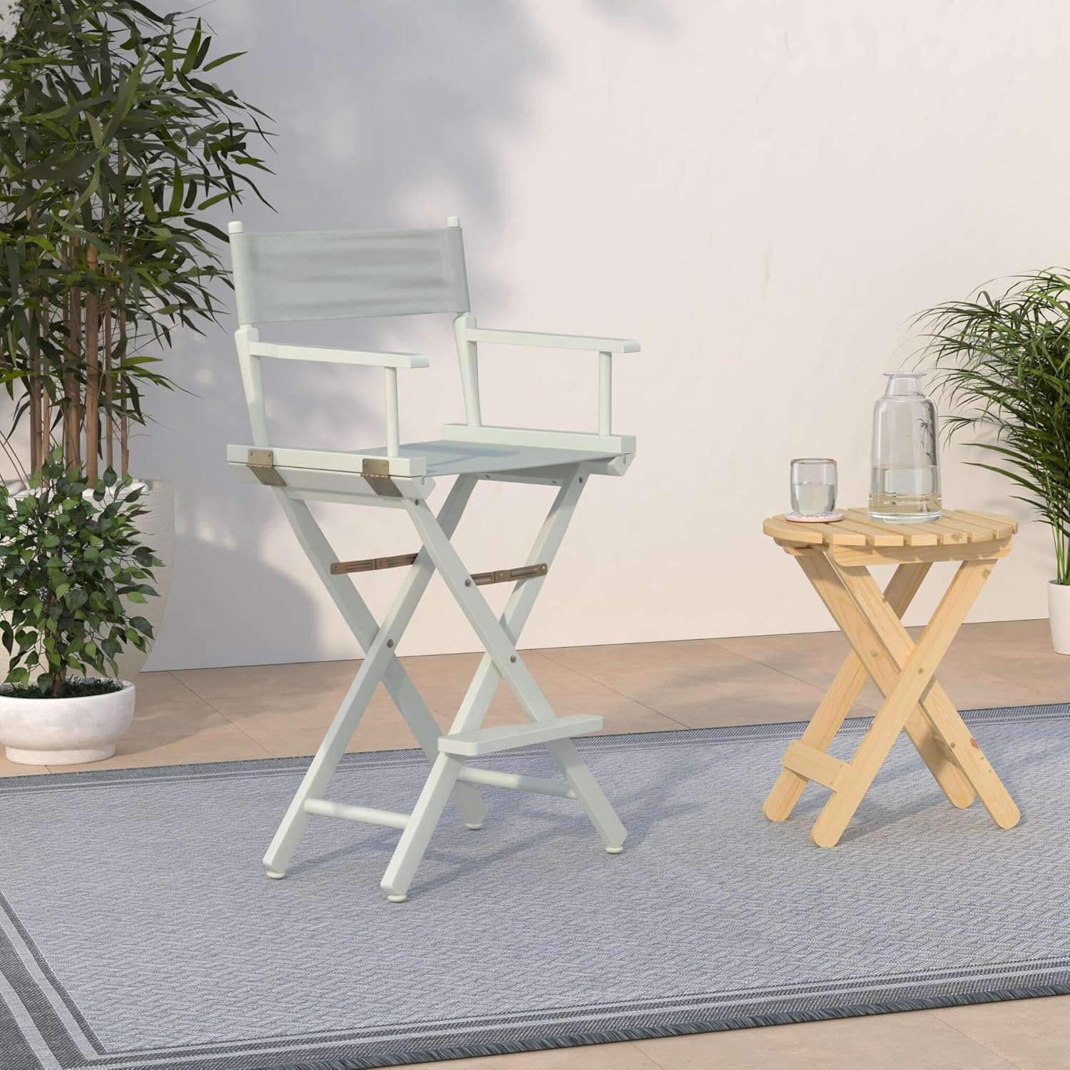 "30" Director's Chair White Frame-Gray Canvas"