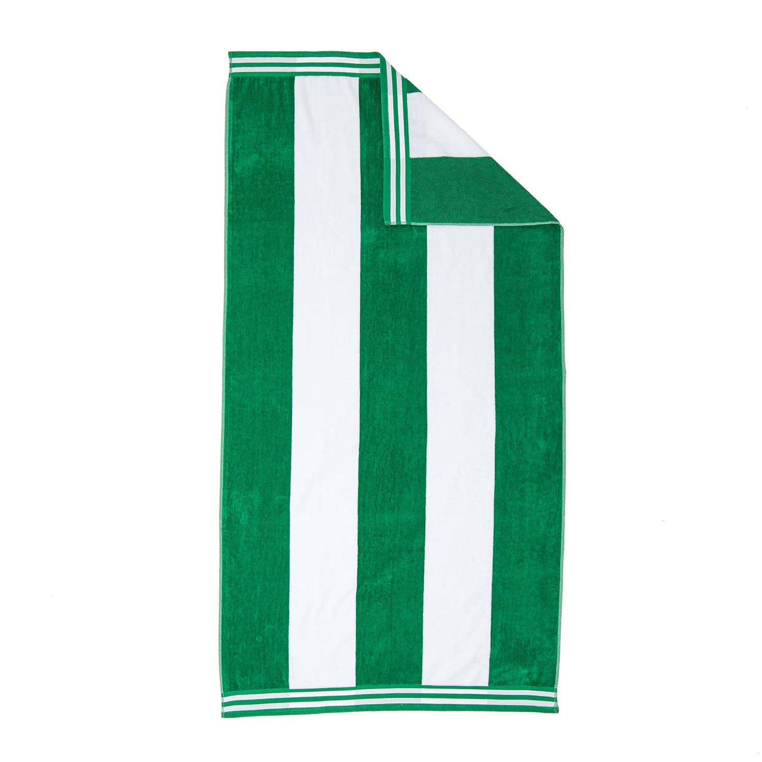 Superior Cotton Striped Oversized Beach Towel, 34" x 64", Dark Green