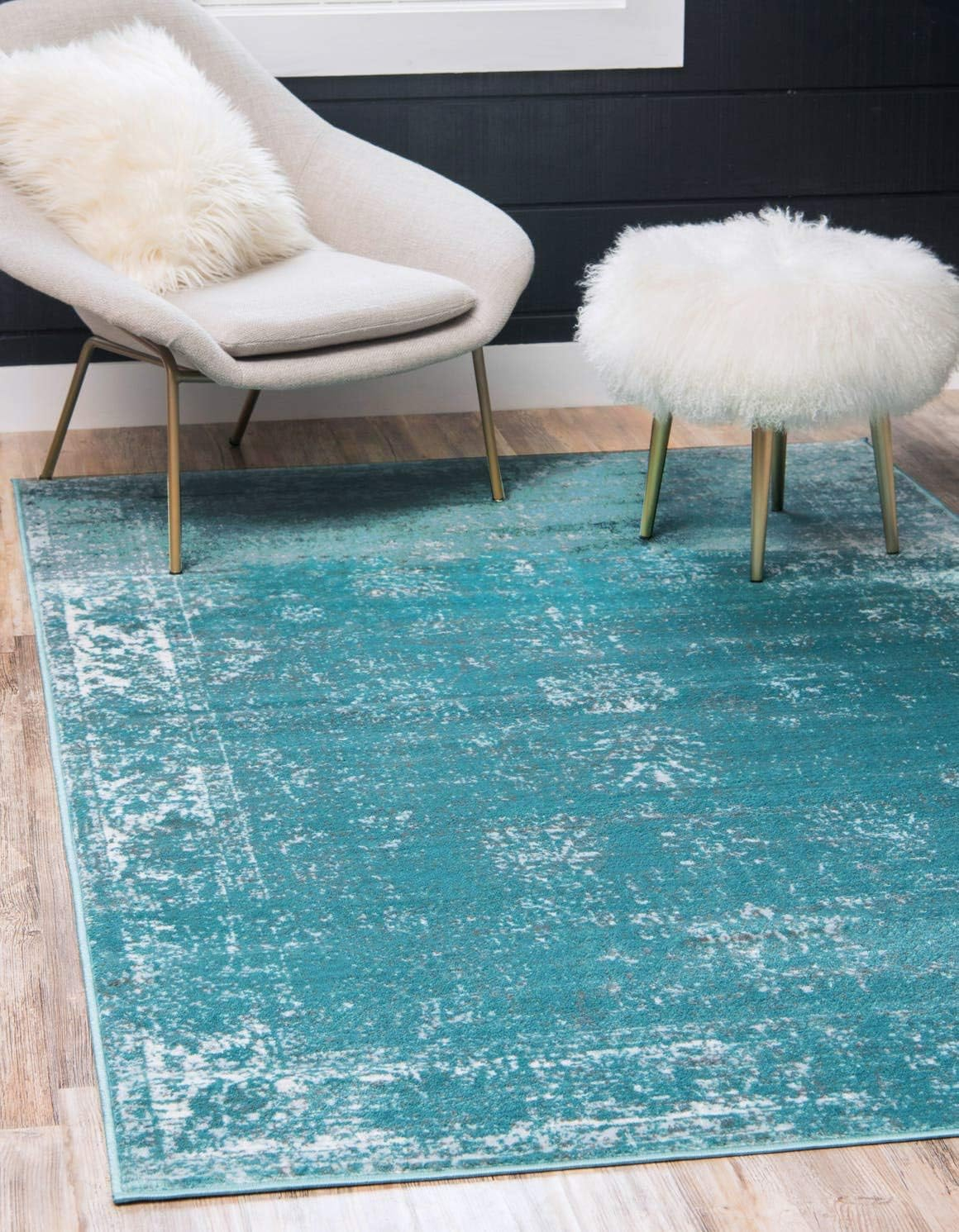Unique Loom Sofia Collection Area Rug - Casino (7' 1" x 10' Rectangle Turquoise/Ivory)