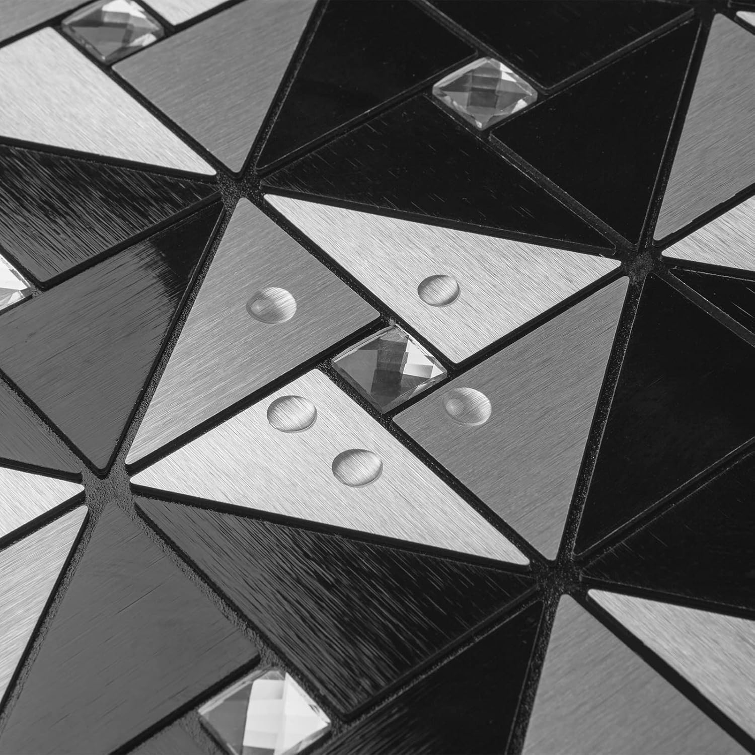 DICOFUN 10-Sheet Peel and Stick Backsplash Metal Tile, Mixed Glass Self-Adhesive Mosaic Tiles, Stainless Steel Stick on Wall Tiles for Kitchen and Bathroom Backspalsh, Mirror Décor