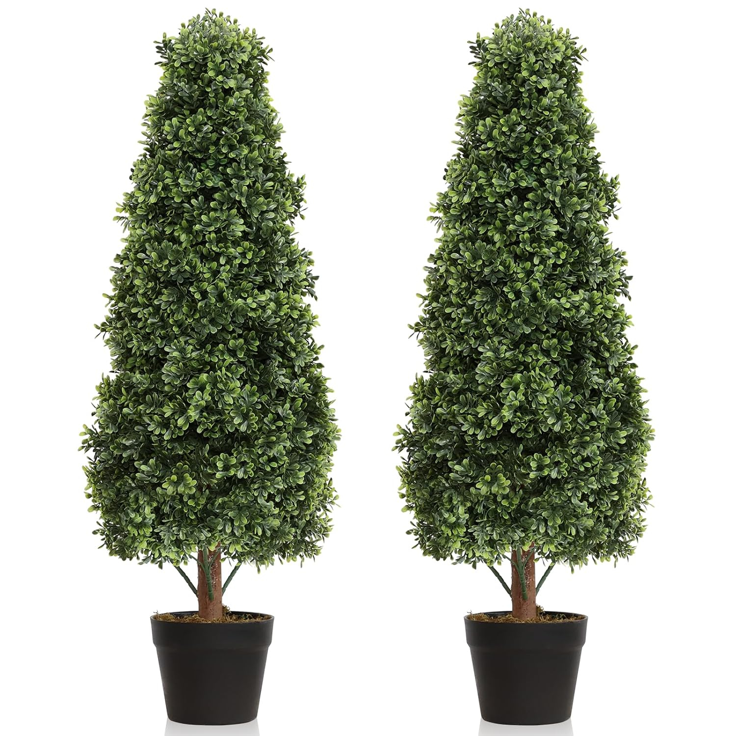 3ft Artificial Topiary Trees Set of 2, Faux Boxwood Tree for Outdoor Decor, Topiaries Plants Artificial Outdoors for Front Door Patio Garden C38