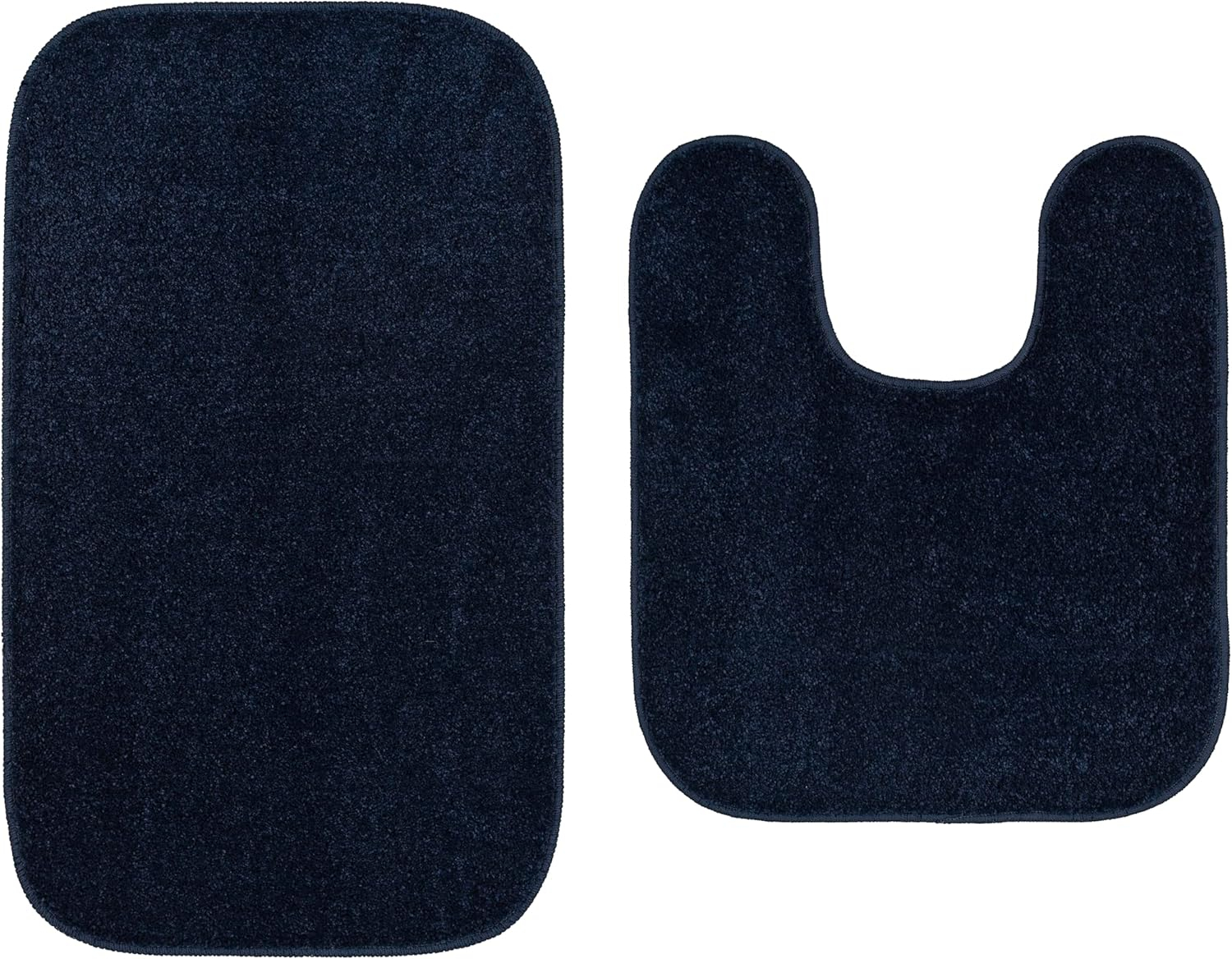 Garland Rug Gramercy Washable Bath Rug Set, 2-Piece (20"x34" & Contour Rug) Navy