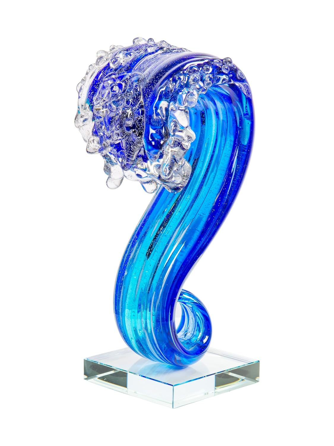 Pacific Wave Glass Sculpture/Figurine in Blue Finish