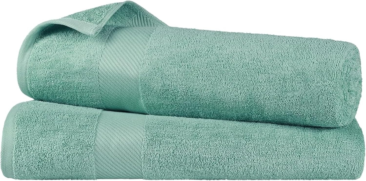 Superior Kendell Egyptian Cotton Bath Sheets, Set of 2, Sea Foam