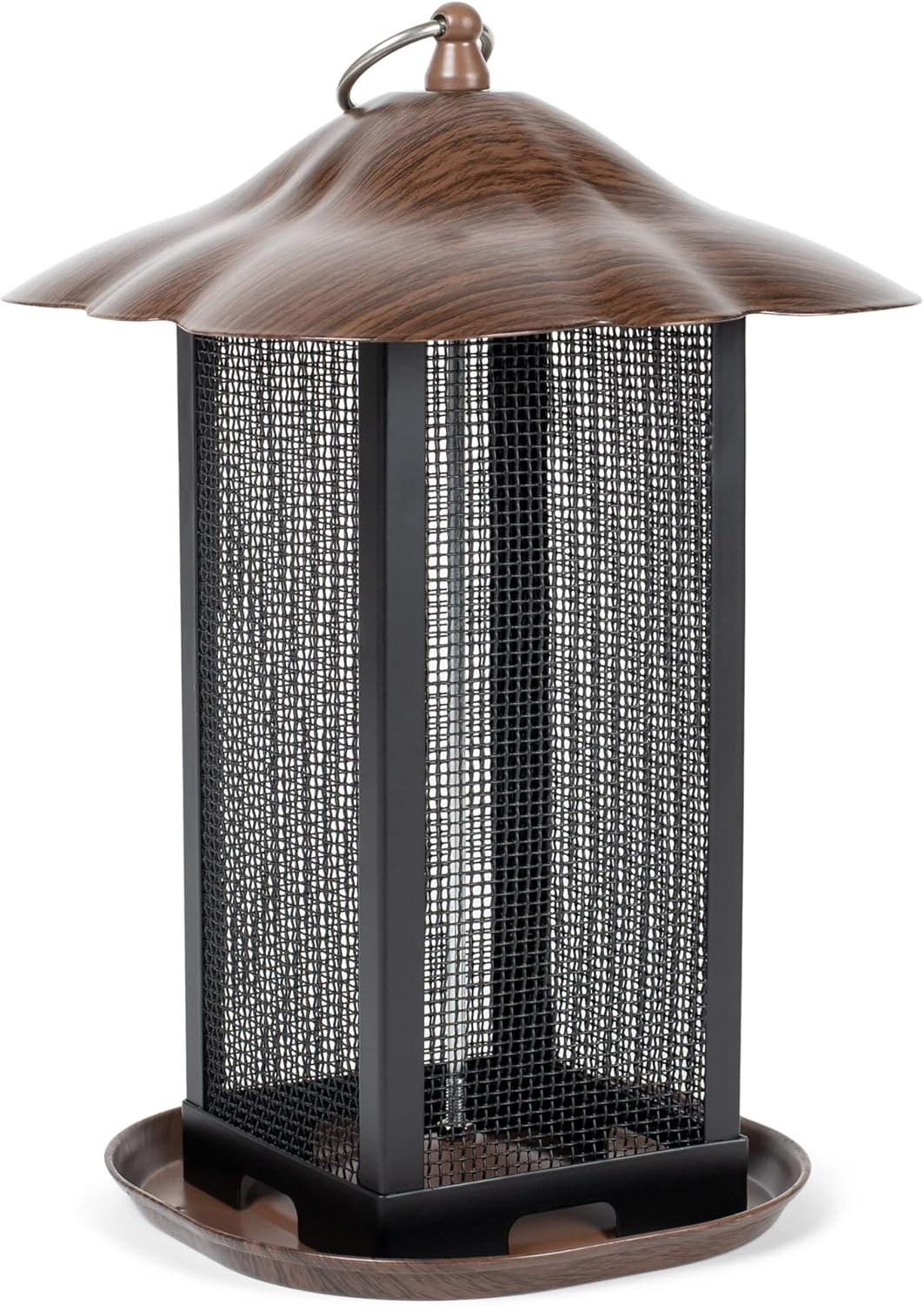 Cottage Garden Hanging 11 inch Cherry Woodgrain Finish Heavy Duty Mesh Metal 3 Lb. Bird Feeder