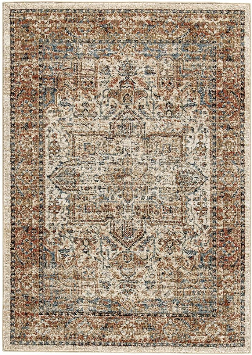Contemporary Blue Medallion 5' x 7' Synthetic Area Rug