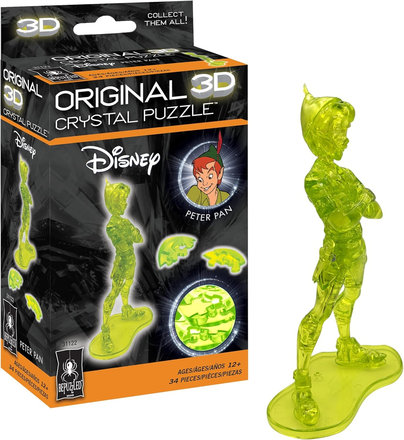 Disney Peter Pan Original 3D Crystal Puzzle from BePuzzled, Ages 12 and Up
