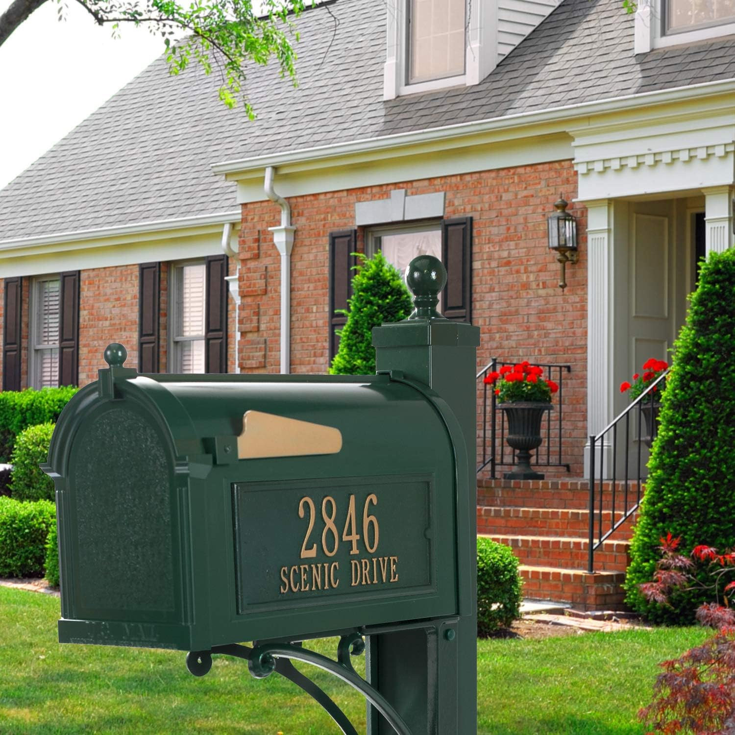Whitehall Products Green Deluxe Mailbox Package, 16538