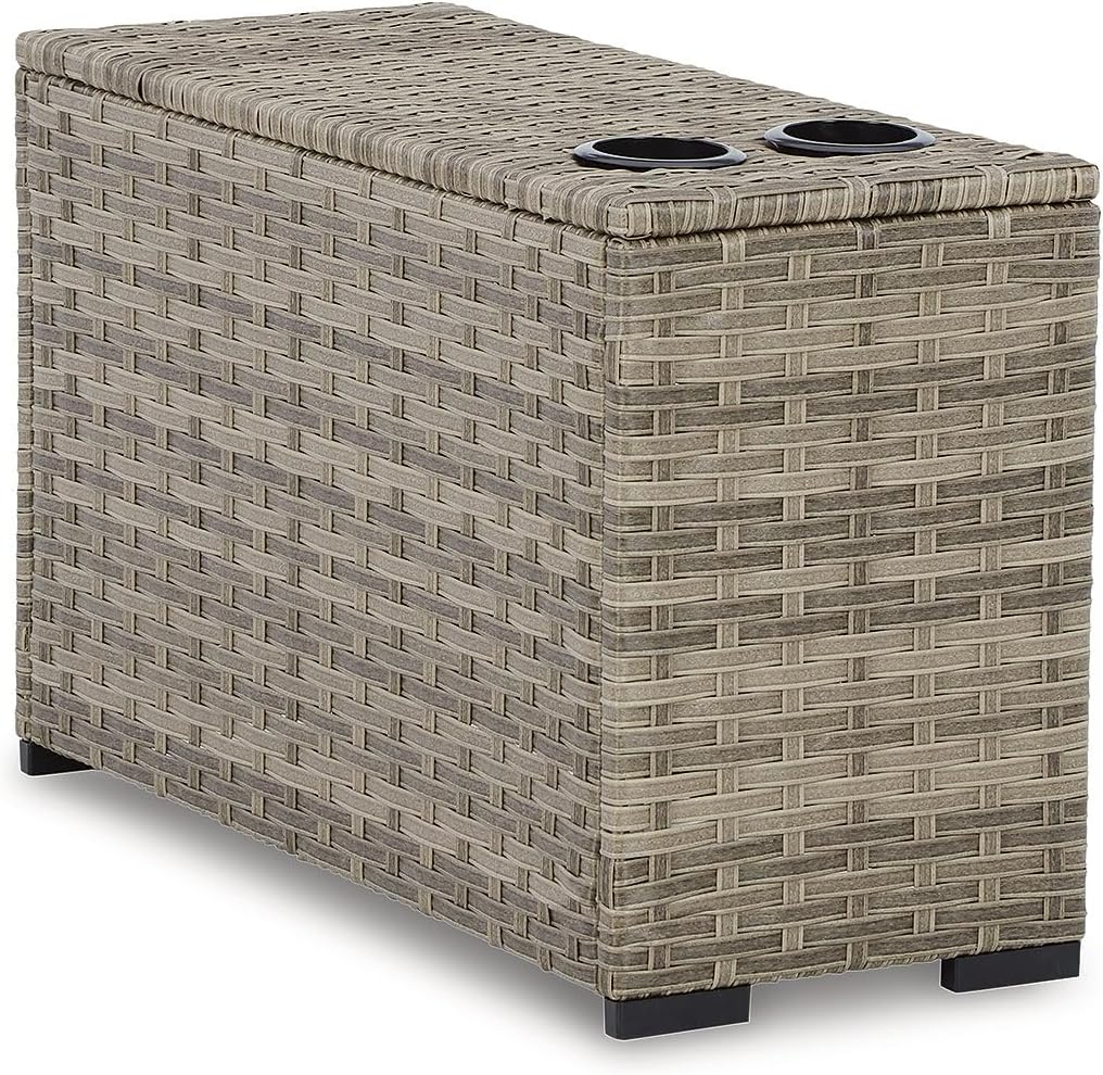 Signature Design by Ashley Contemporary Calworth Outdoor Console, Beige