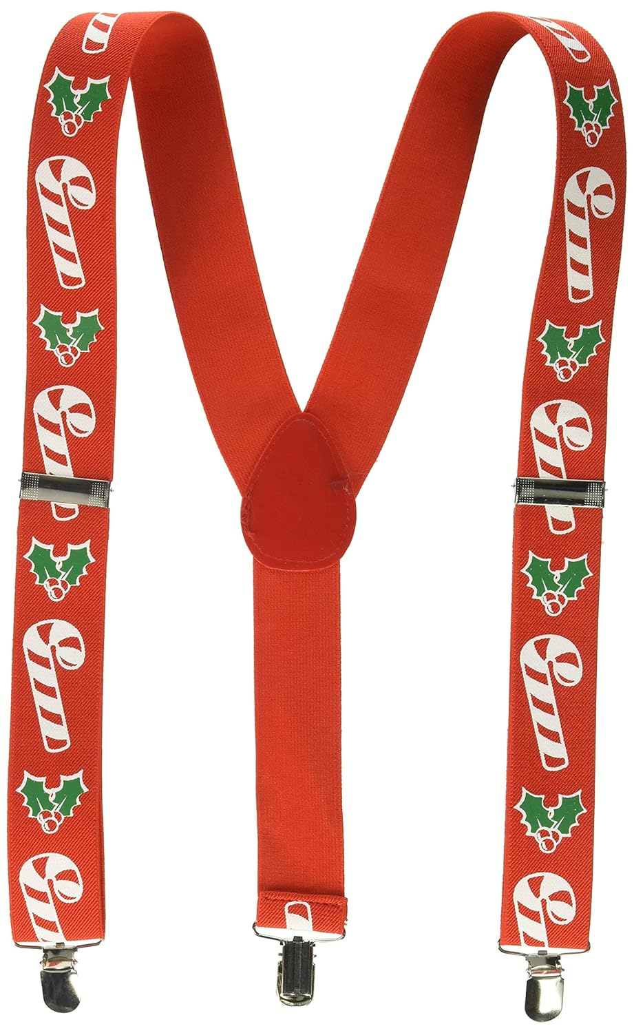 Beistle Candy Cane & Holly Suspenders, (1/Pkg) Candy Cane Red