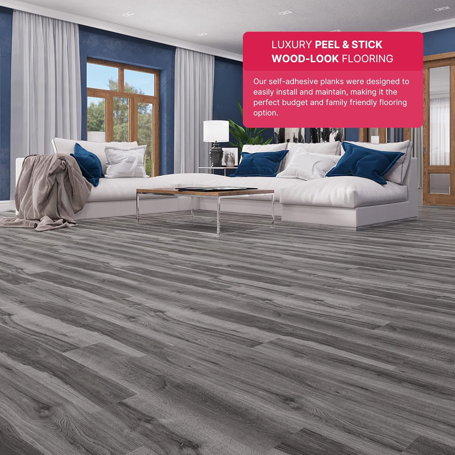 Lucida USA (Sample) BaseCore Kiln Gray Wood Look 12-mil Waterproof Peel and Stick Luxury Vinyl Plank