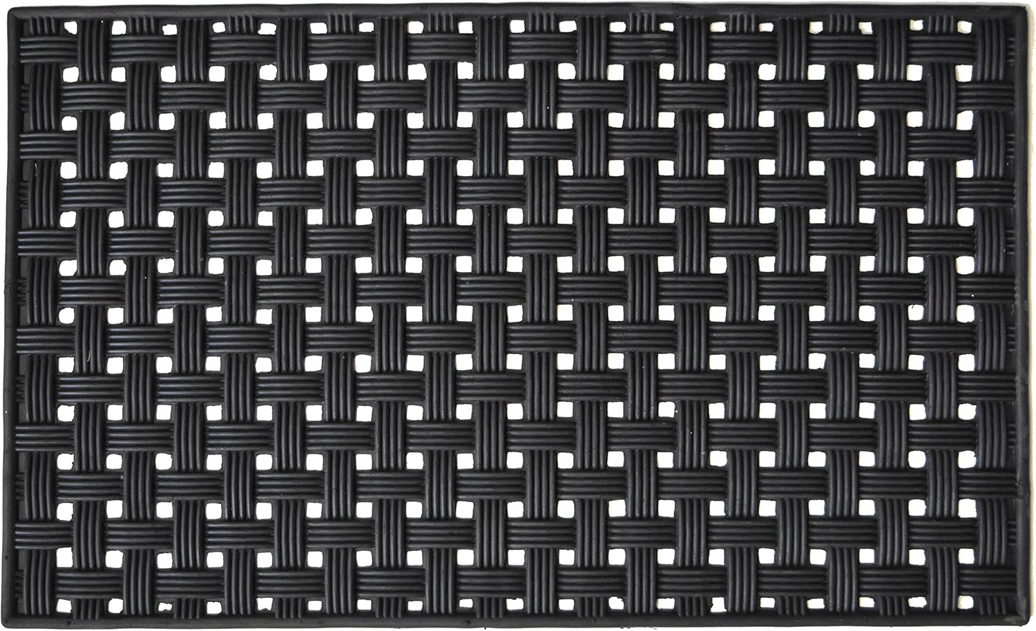 Oscar Weave Black Rubber Rectangular Indoor/Outdoor Decorative Doormat
