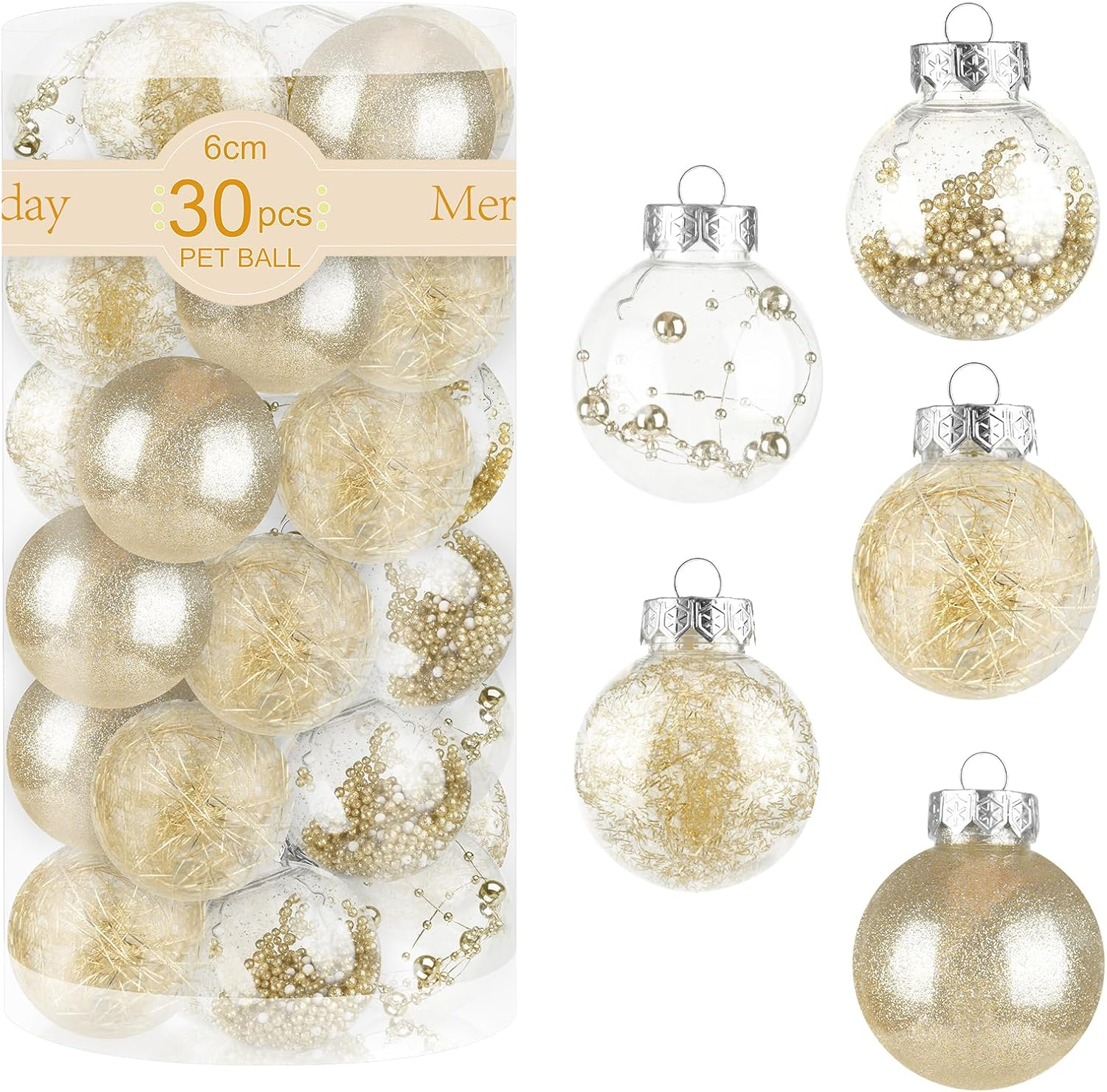 60MM/2.36" Christmas Ball Ornaments, 30PCS Shatterproof Decorative Hanging Ball Ornament with Stuffed Delicate Decorations, Xmas Tree Balls for Halloween Holiday Party Thankgivings (Silver)