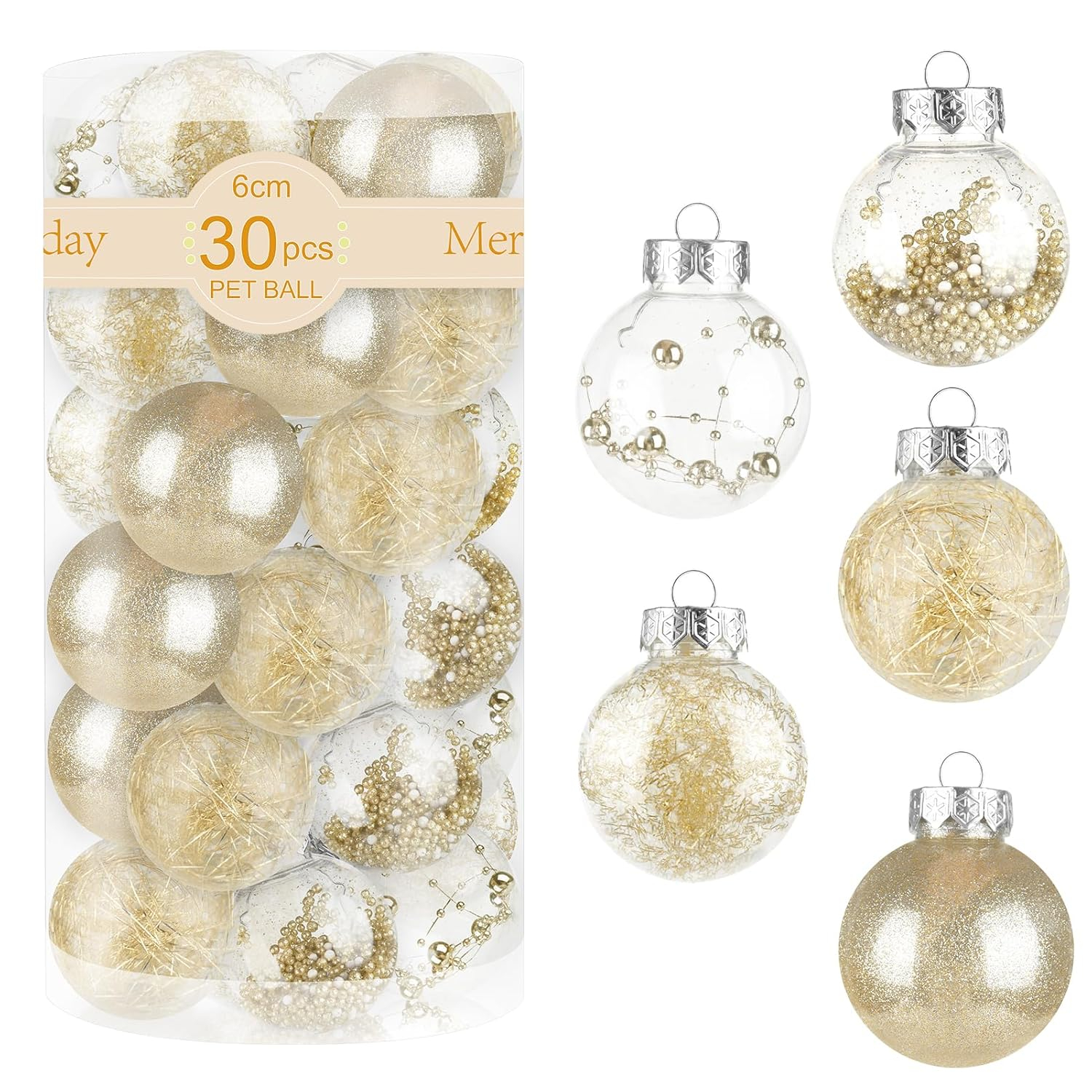 60MM/2.36" Christmas Ball Ornaments, 30PCS Shatterproof Decorative Hanging Ball Ornament with Stuffed Delicate Decorations, Xmas Tree Balls for Halloween Holiday Party Thankgivings (Silver)
