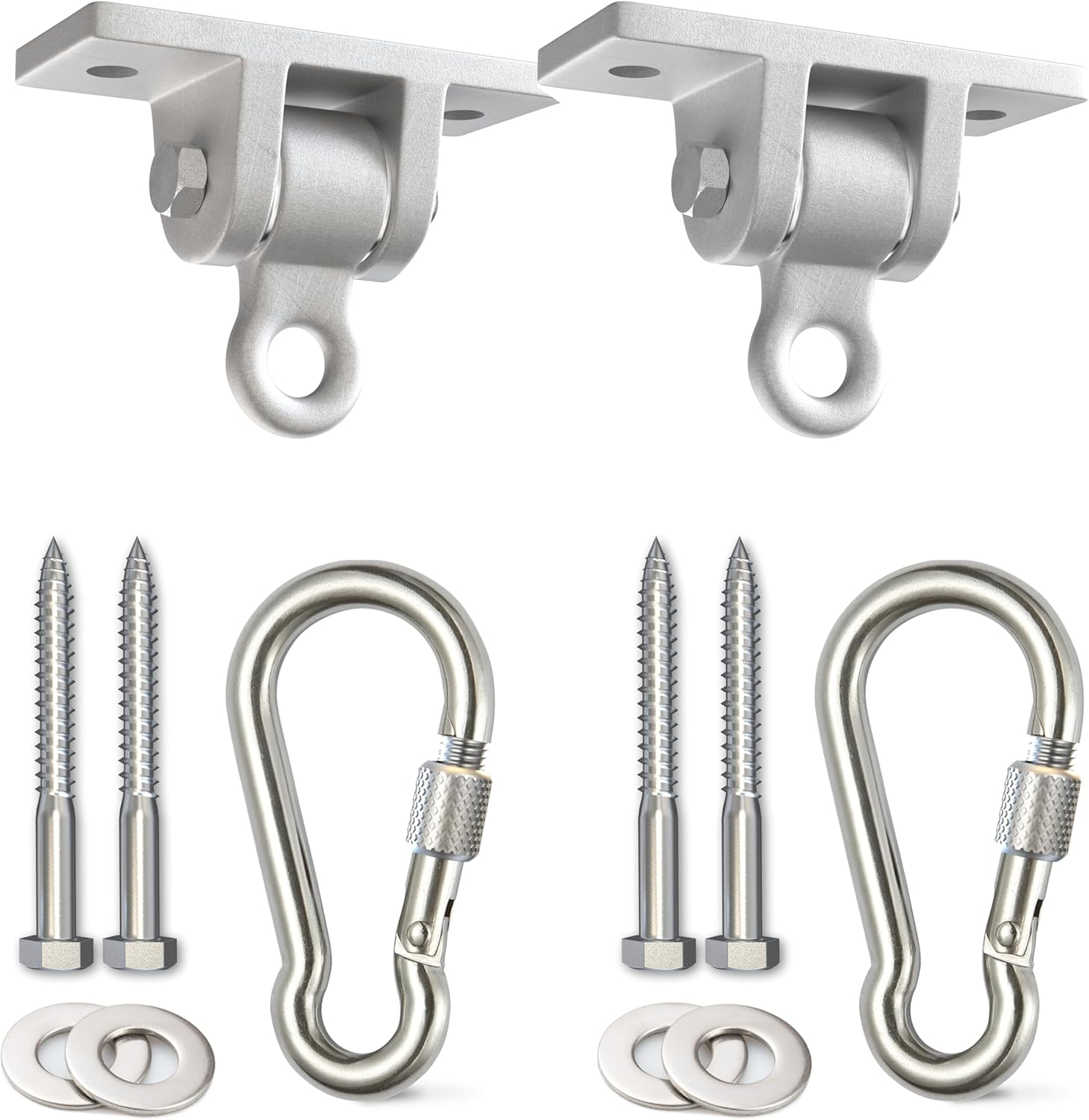 Jungle Gym Kingdom Swing Set Hangers - 2 Heavy Duty Brackets with Locking Snap Hooks for Porch, Patio, Playground - Indoor/Outdoor Hardware & Accessories