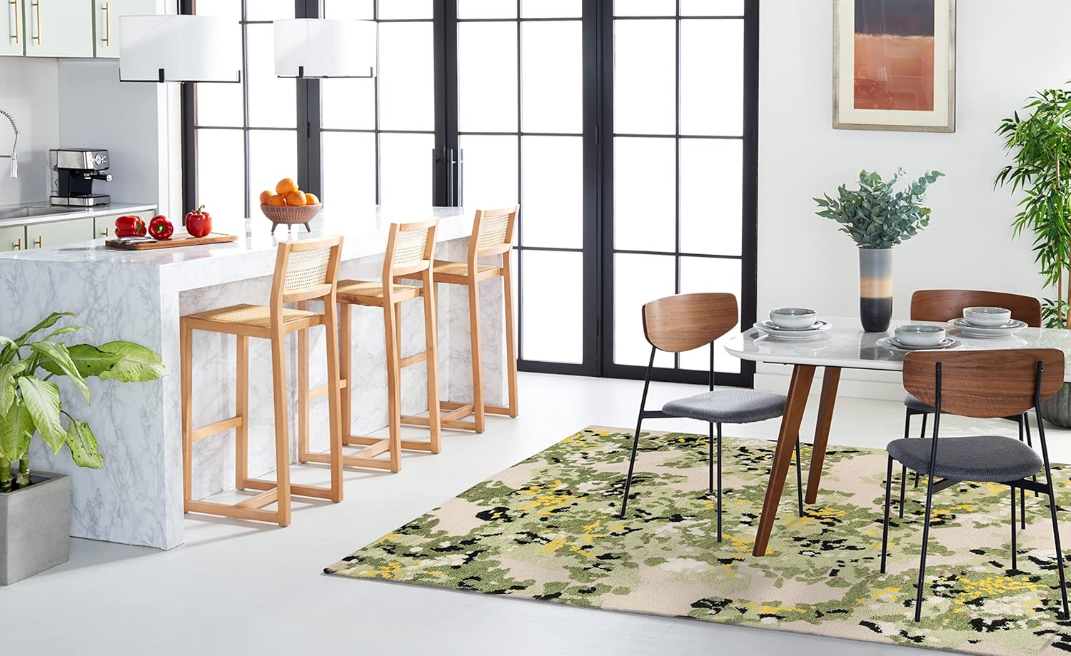 SAFAVIEH Kenya Lorraine Abstract Area Rug, Green/Beige, 9' x 12'