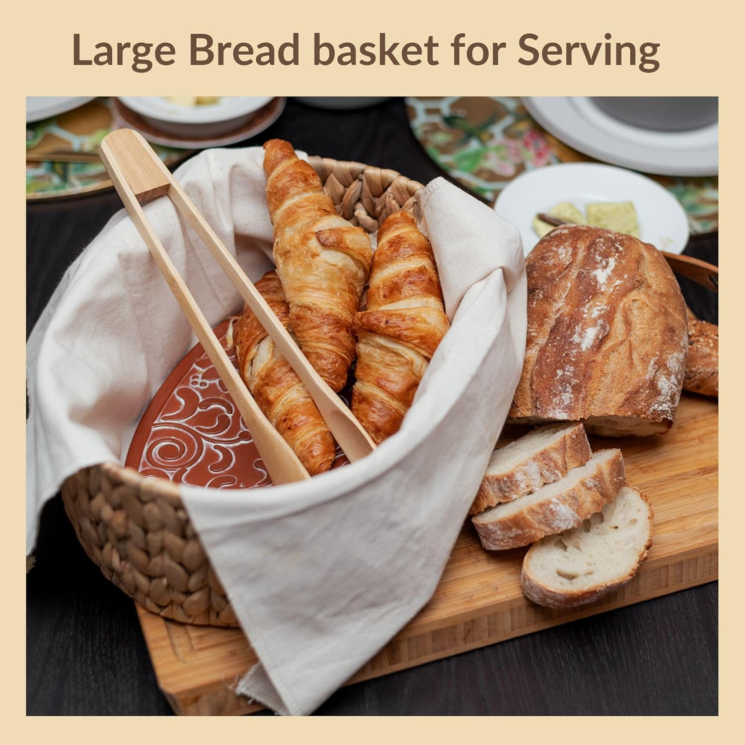 Bread Warmer Basket with Stone - Tortilla Warmer - Bread Baskets for Serving- 11.8x9x4.72 Inches - House Warming Gifts