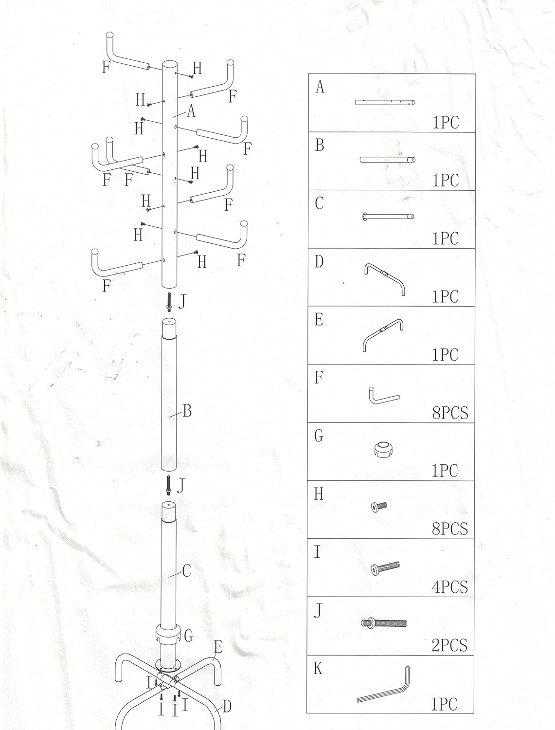 Frenchi Home Furnishing 8 Hooks Metal Coat Rack