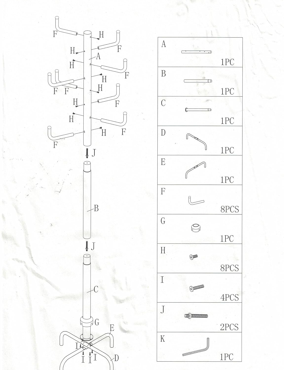 Frenchi Home Furnishing 8 Hooks Metal Coat Rack