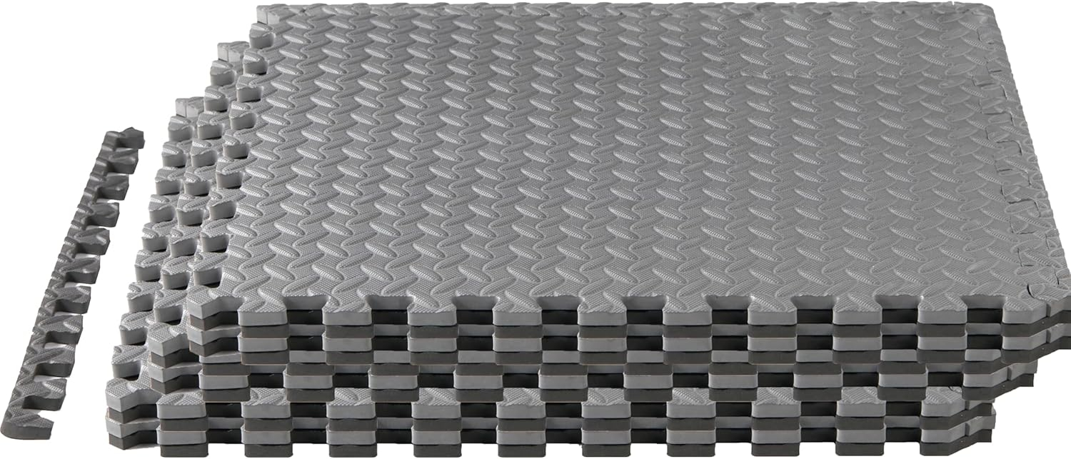 Yes4All 24, 48, 120 SQ. FT Puzzle/Interlocking Exercise Mat Tiles for Home Gym, Exercise EVA Foam Floor Padding with Border for Workout Equipment