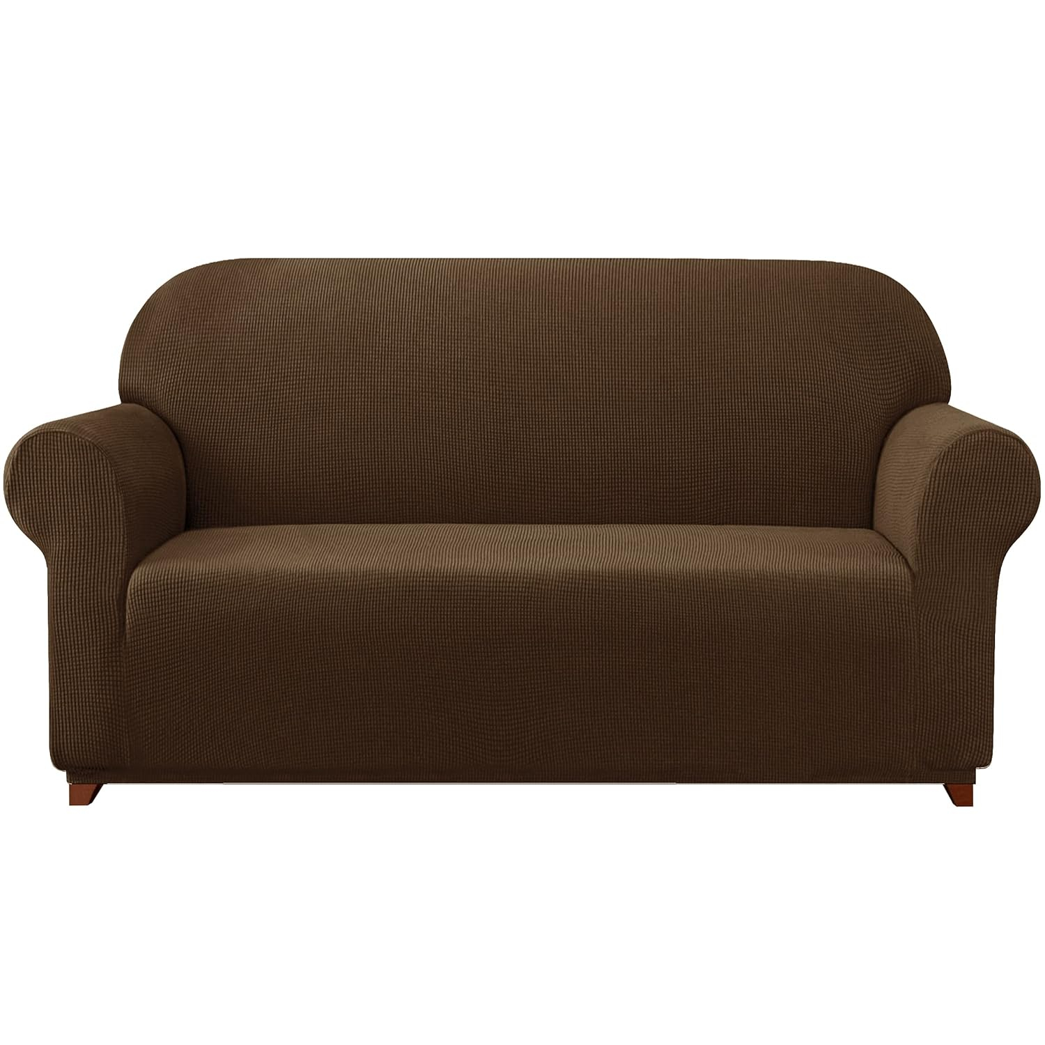 Subrtex Stretch 1-Piece Textured Grid Slipcover Sofa Cover, Coffee