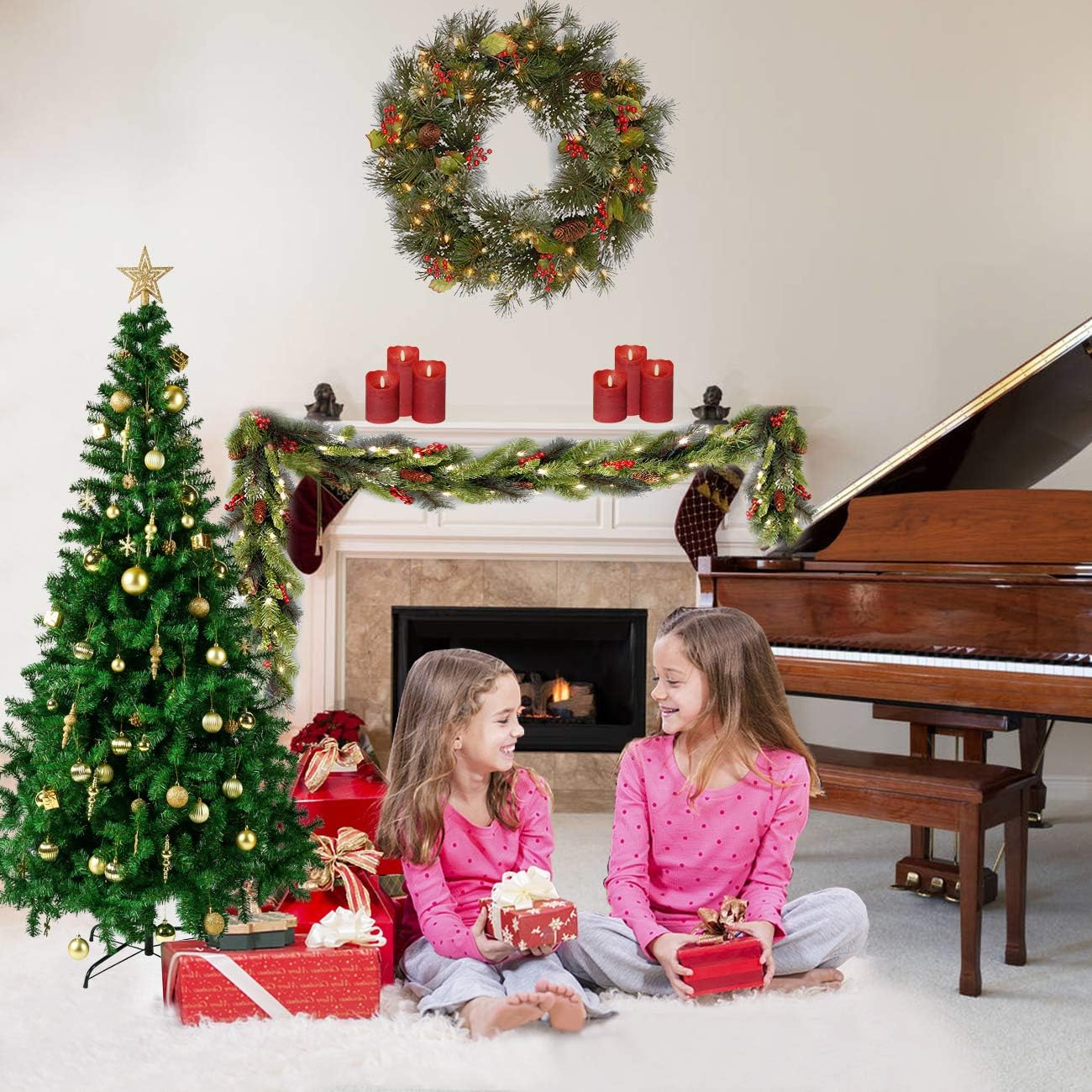 4-Foot Green PVC Tinsel Christmas Tree with Stand