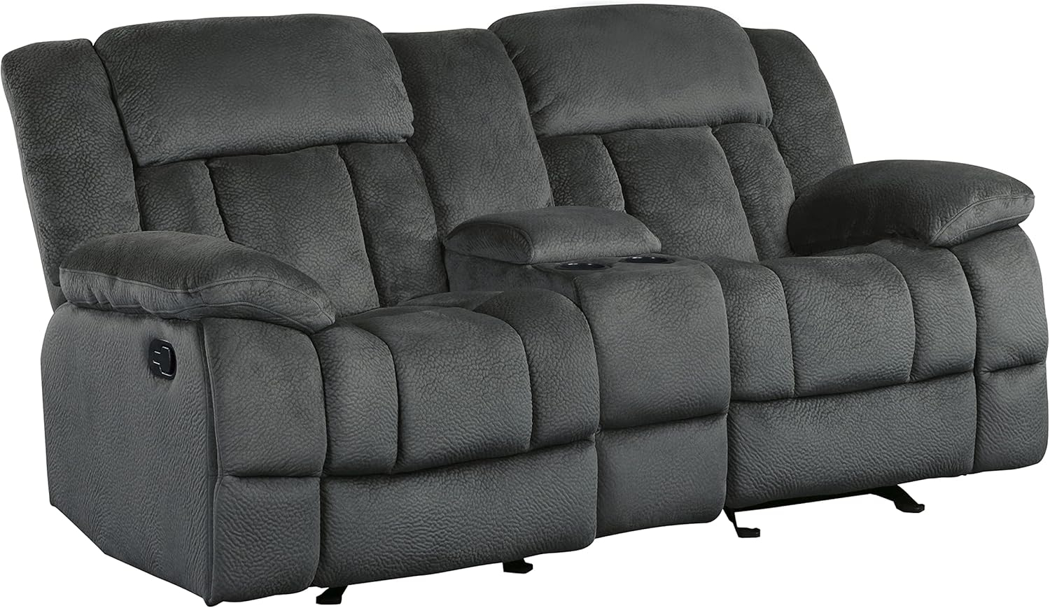 Lexicon Laurelton Microfiber Double Glider Reclining Love Seat in Charcoal