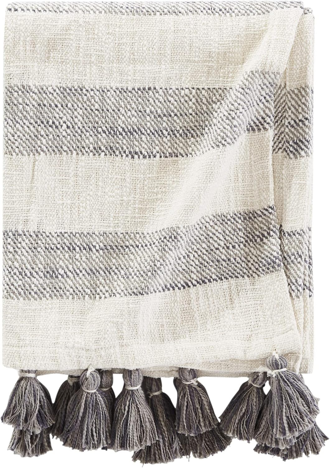 Brielle Home Lara Striped Cotton Throw Blanket