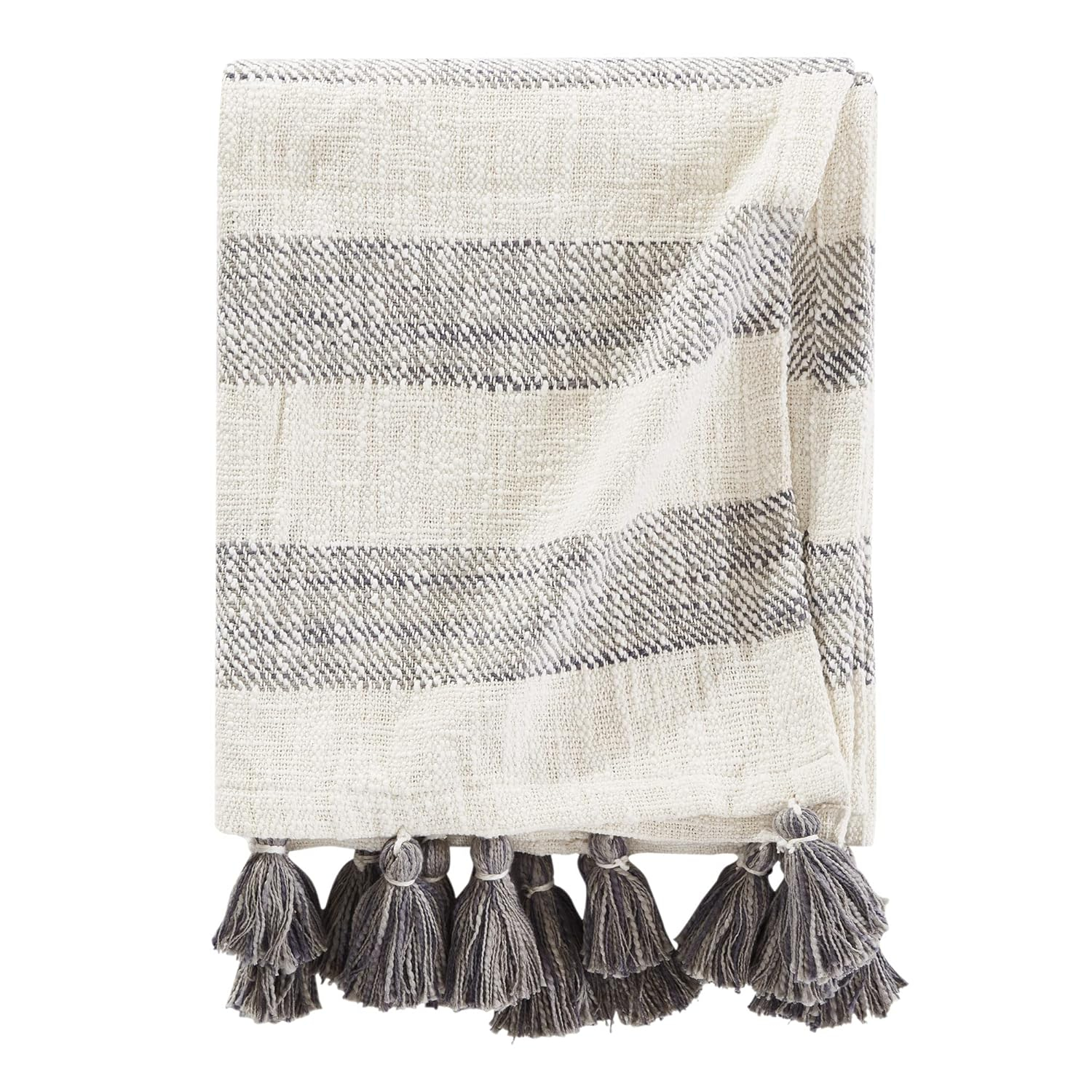 Brielle Home Lara Striped Cotton Throw Blanket
