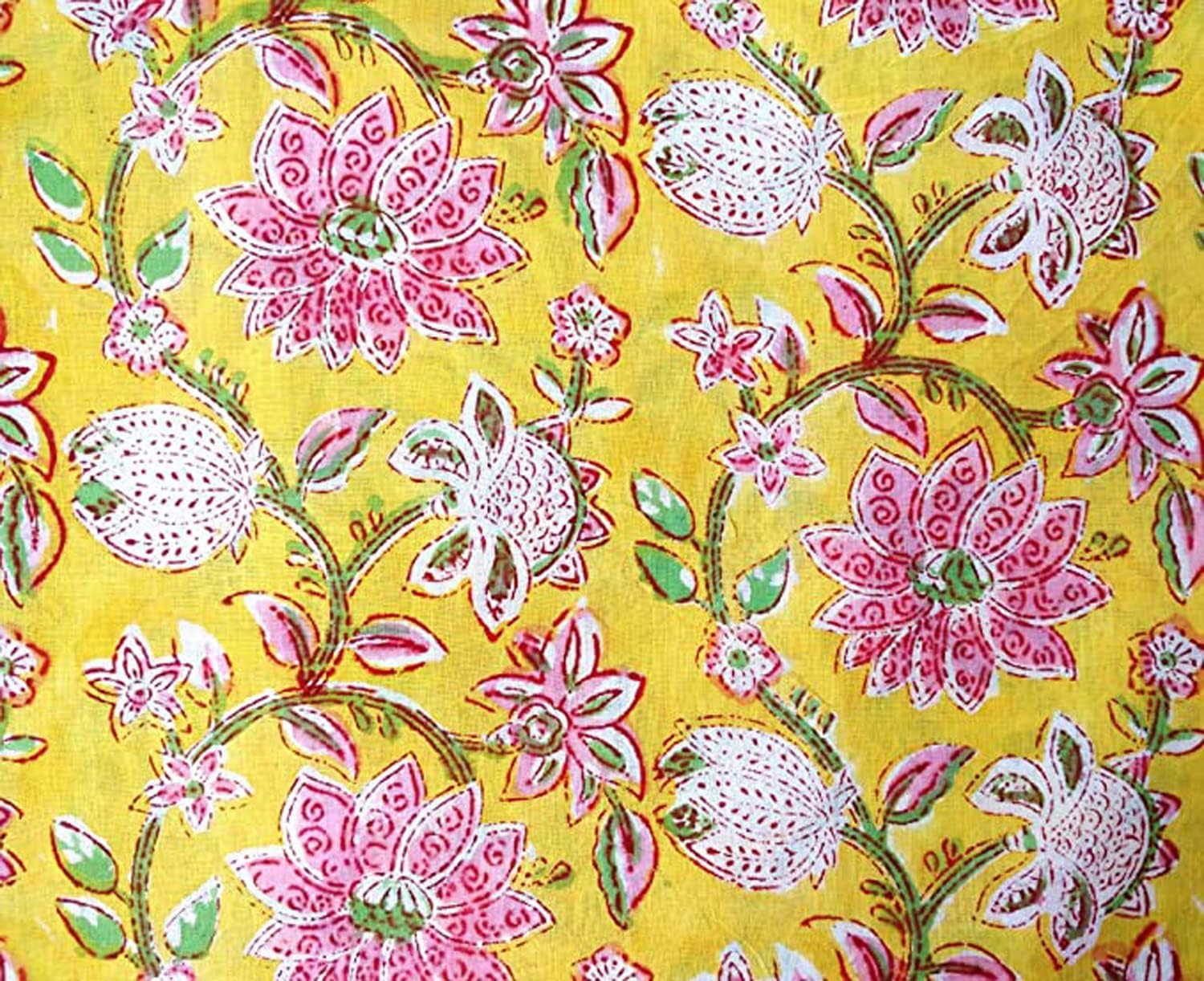 Rastogi Handicrafts 100% Pure Cotton Hand Block Printed Fabric Width - 44 Inches Size 1 Yard (Fabric 12)